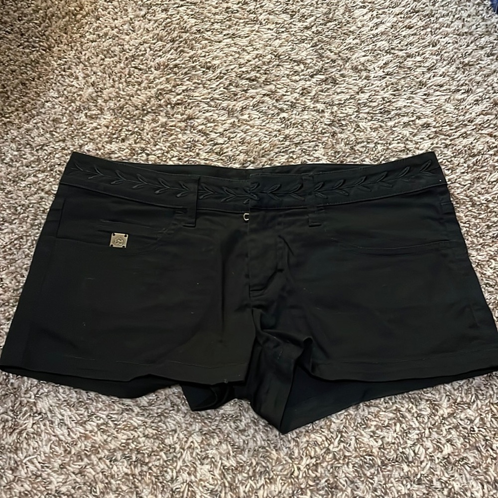 EUC Frankie Morello black denim shorts